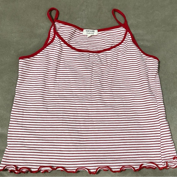 Heart Hips Y2K Red and White Striped Cropped Tank Top - Picture 2 of 6